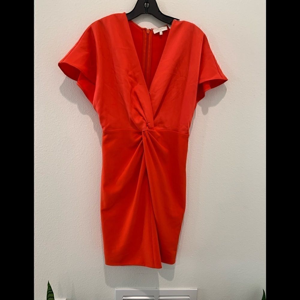Ted Baker Dress Ellame Flutter Sleeve Twist Front Bodycon Pencil Size 1 - Picture 2 of 4